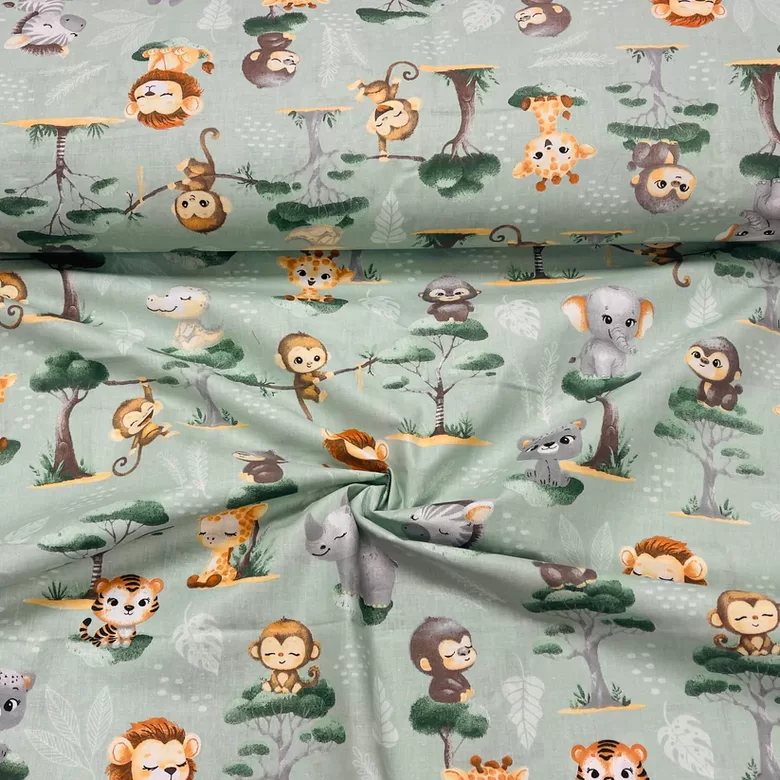 Kokvilnas autiņi-zoo zaļš/60*100 cm