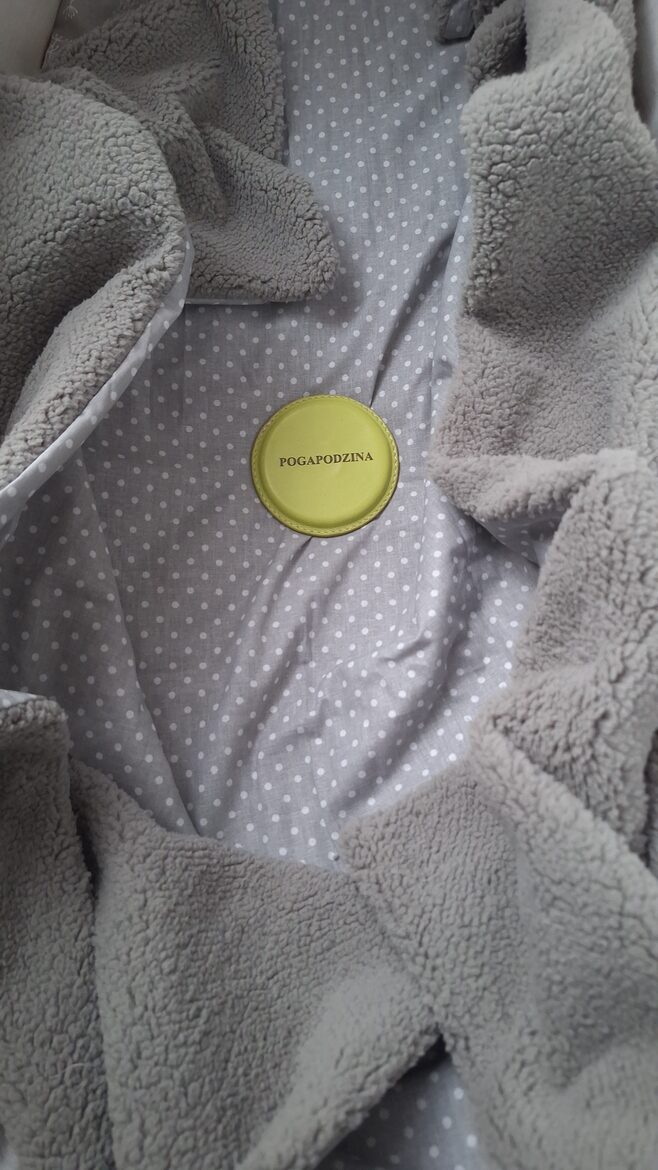 Teddy + kokvilna/pelēks + punktiņi/75*100 cm