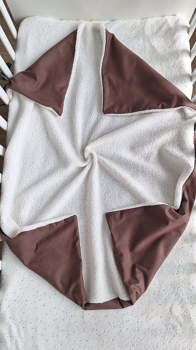 Teddy + kokvilna/balts+ šokolādes/70*100 cm/gatavā