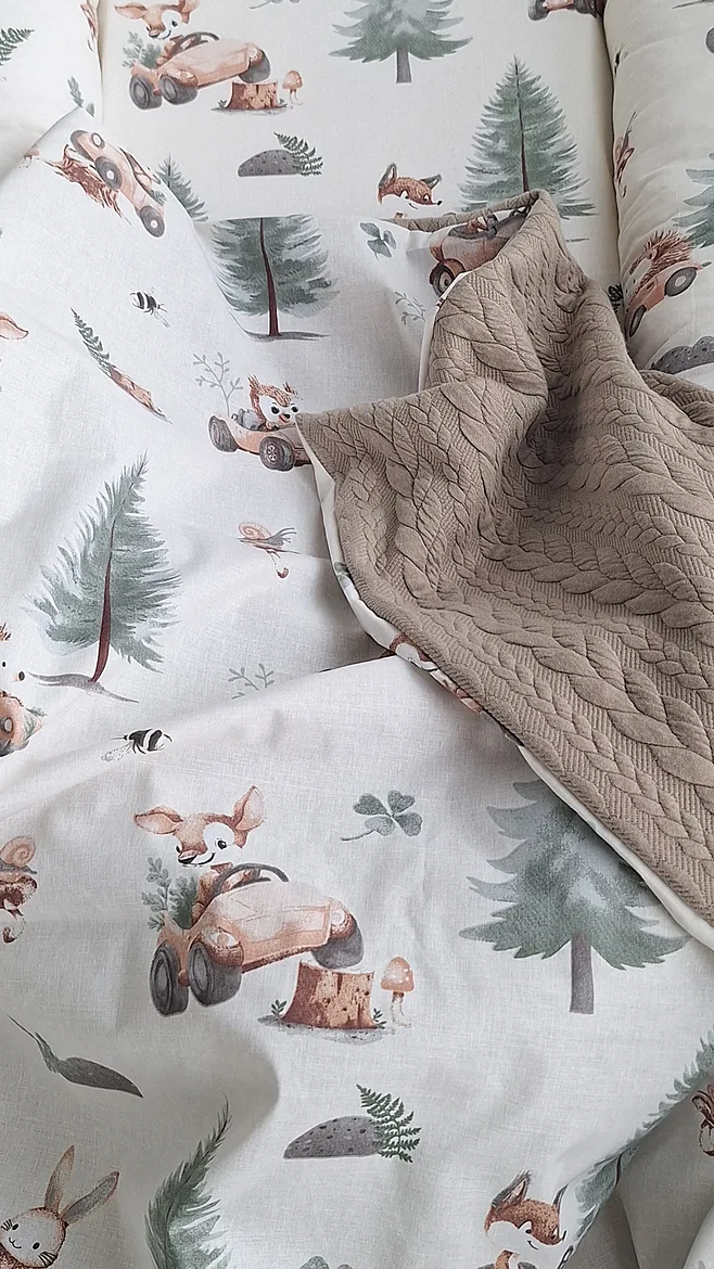 Minky + cotton/pink + deer/ 75*100 cm
