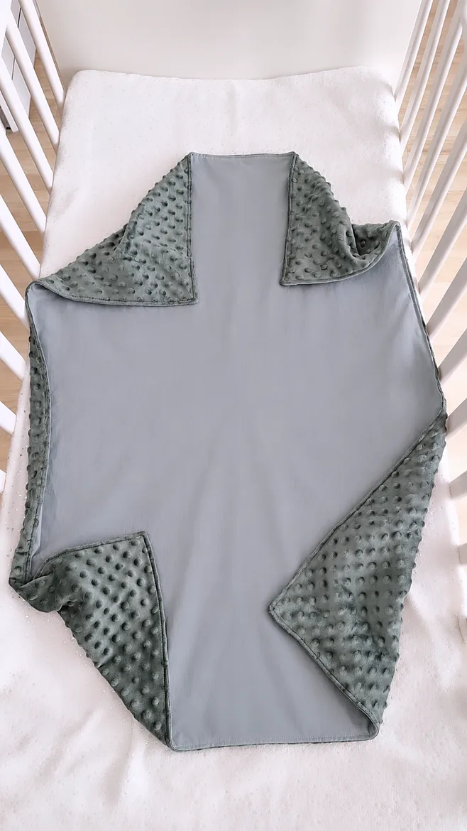 Minky fleece and cotton blanket / 75*100 cm / chocolate + deer