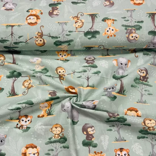 Kokvilnas autiņi-zoo zaļš/60*100 cm