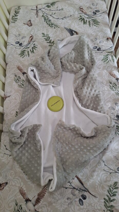 Minky + velūrs/pelēks + balts/70*90 cm