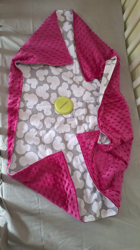 Minky + kokvilna/fuksija + pelītes/ 75*100 cm