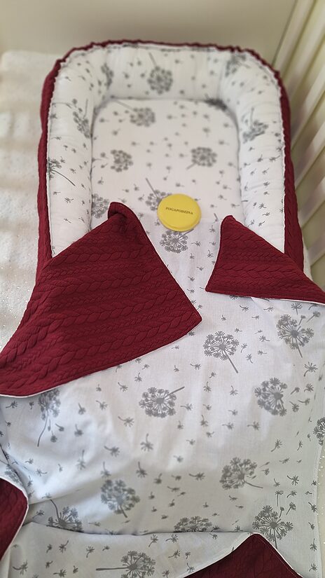 Baby nest - burgundy + fluff/braided + cotton/made to order