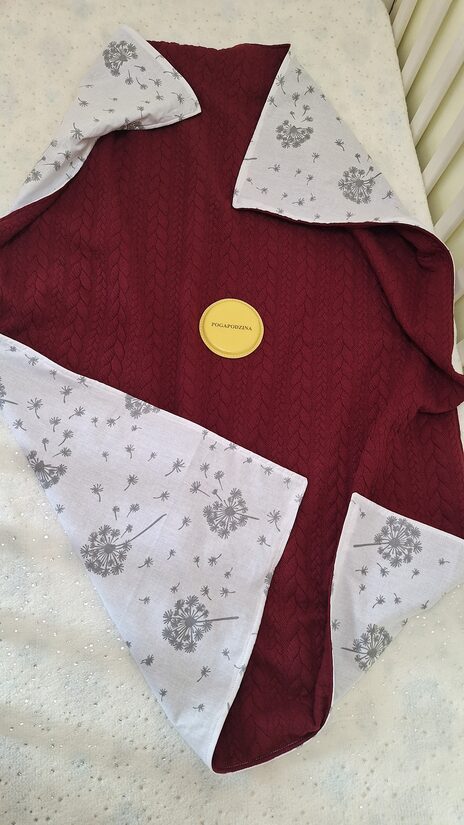 Pītais + kokvilna/bordo + pūkas/70*100 cm/gatavā