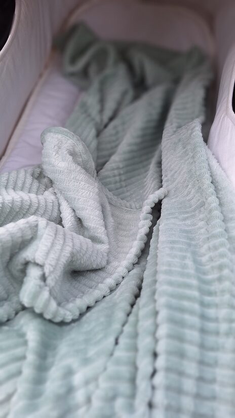 Rievotais minky pleds/ mint/ 100*150 cm/vienā kārtā