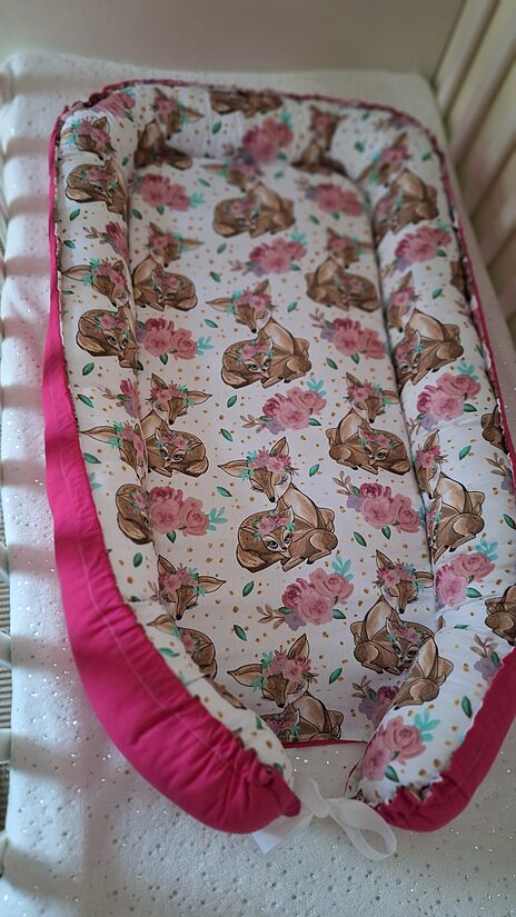 Baby nest – deer + fuchsia pink /cotton/made to order