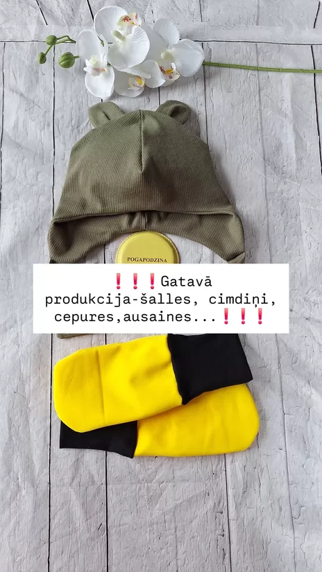 Gatavā produkcija-Cepures,ķivercepures,šalles,cimdi,ausaines