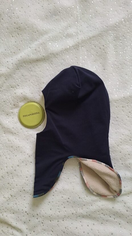 Ķivercepure/tumši zils + bēšs flīsa odere /ziemas/52-54 cm/gatavais