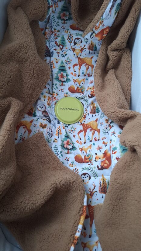 Teddy + kokvilna/kakao brūns + meža iemītnieki/75*100 cm