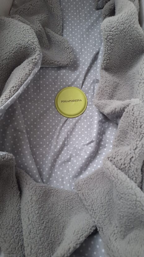 Teddy + kokvilna/pelēks + punktiņi/75*100 cm