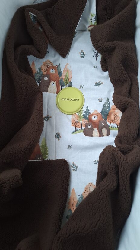 Teddy + kokvilna/šokolādes brūns + lācēni/75*100 cm