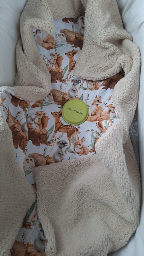 Teddy+ kokvilnas/bēšs + stirnas,vāveres/75*100 cm