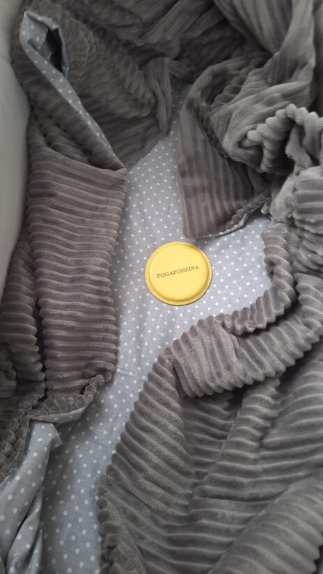 Rievotais minky+ kokvilnas/pelēks + punktiņi /100*150 cm
