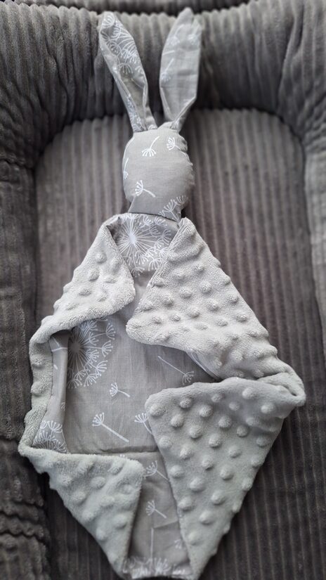 Minky + kokvilna/pelēks + pūkas