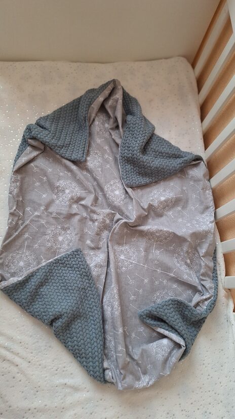 Adījums + kokvilna/zili pelēks + pūkas / 70*90 cm/gatavā