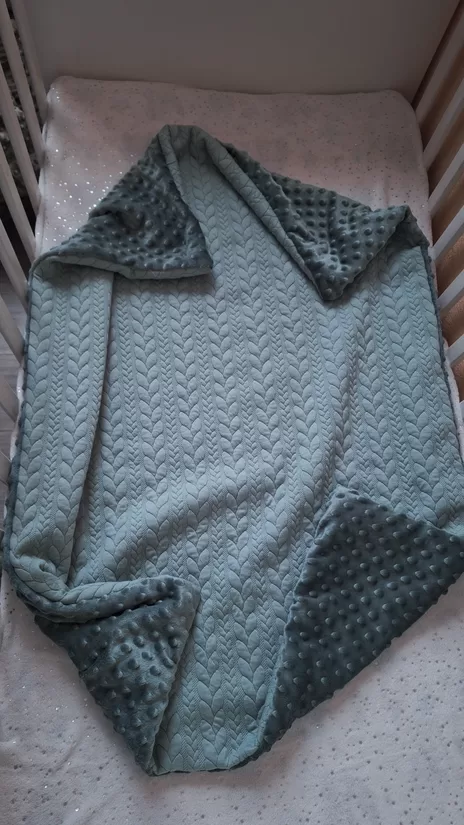 Pīnes + minky/ mint + zaļgans/65*90 cm sedziņa