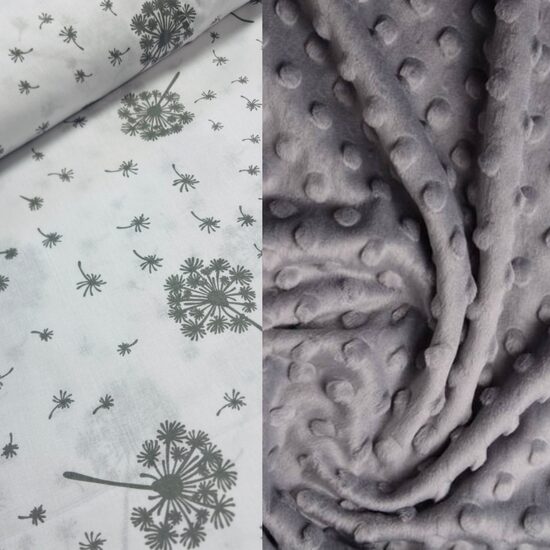 Minky+ kokvilnas sedziņa/75*100 cm/pelēks +pūciņas