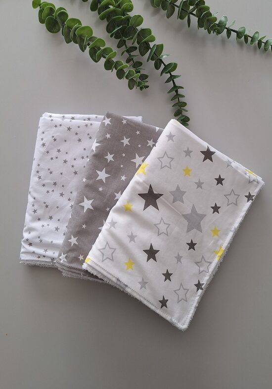 Kokvilnas autiņi-50*70 cm/komplekts 3gb. zvaigznes/gatavie/