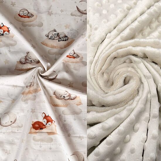 Nest - beige + sleeping zoo/cotton + minky /made to order