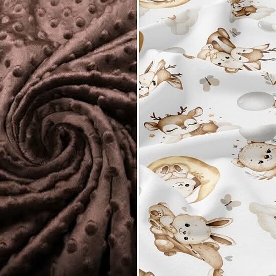 Baby nest – chocolate + deer/cotton + minky /made to order