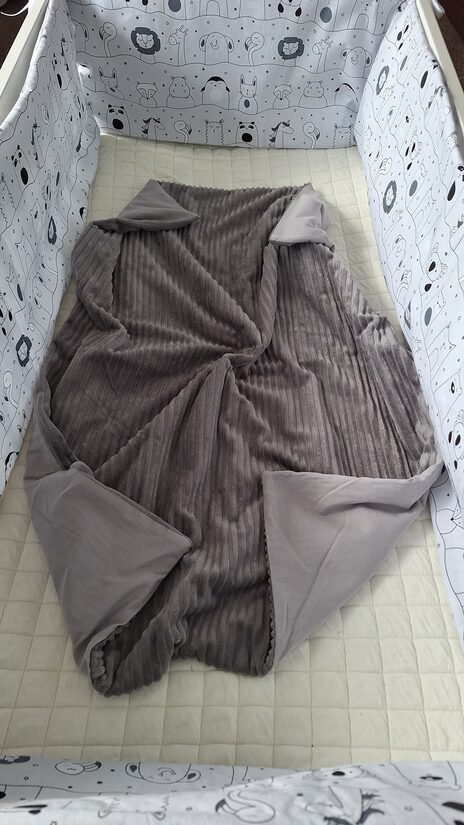 Rievotais minky + kokvilna/pelēka/70*100 cm