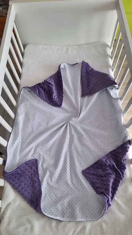 Minky + kokvilna/violets + punktiņi  /70*100 cm/gatavā