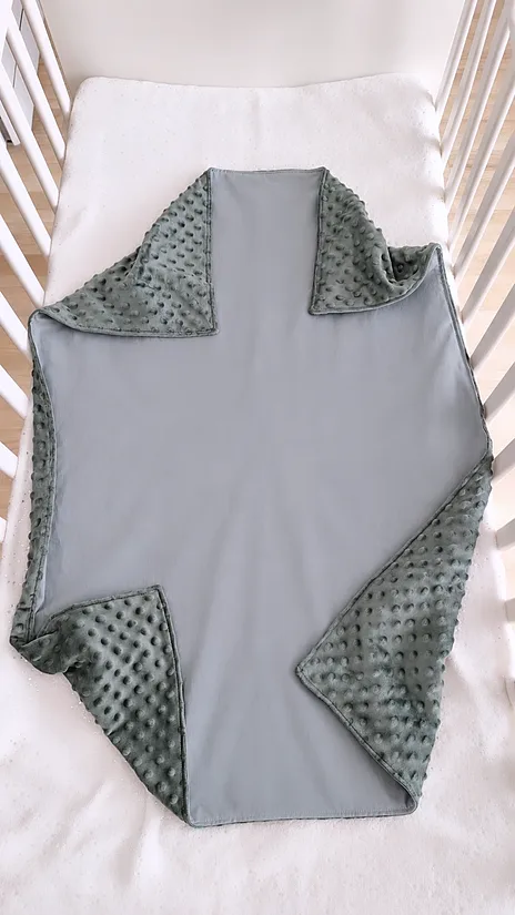 Minky  flīsa un kokvilnas sedziņa/75*100 cm/tumšs mint /gatavā