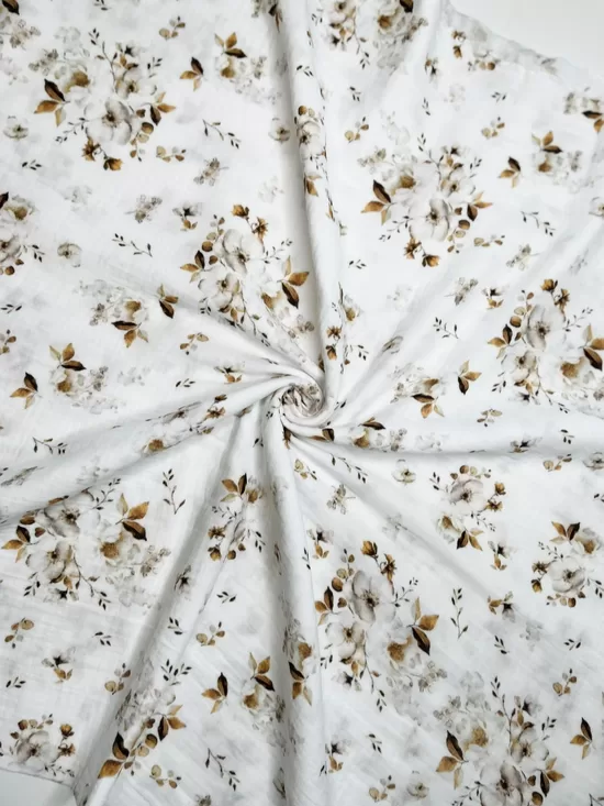 Muslīna sedziņa/lapiņas un ziediņi/ 100*130 cm