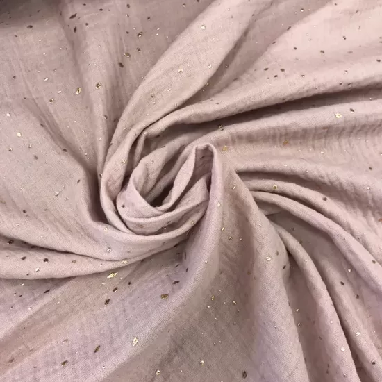 Muslīna sedziņa/ pūderrozā ar zelta puktiņiem/ 100*130 cm